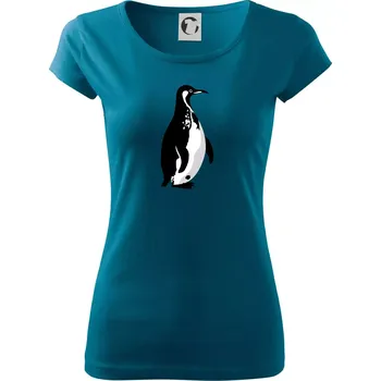 Dámské tričko Tučňák černobílý z boku - Dámské triko Pure - XS ( Petrolejová )