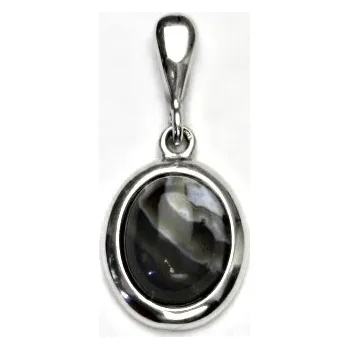 Drahý kámen Zlatý přívěsek, bílé i žluté zlato, přírodní onyx - P 1453 (onyx 10x8 mm)