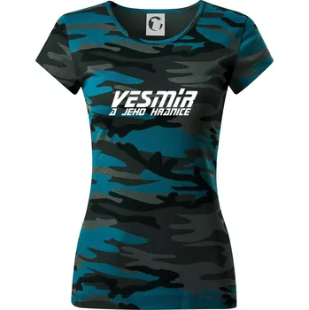 Vesmír a jeho hranice - Dámské maskáčové triko - M ( Petrolejová maskáč )