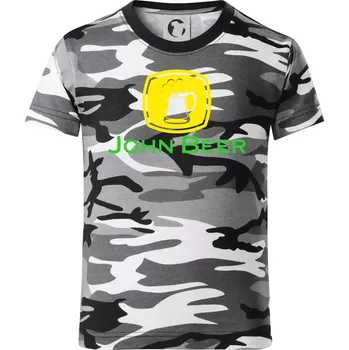 Chlapecké tričko John Beer - Pivo - Dětské maskáčové triko - 146 cm/10 let ( Šedý maskáč )