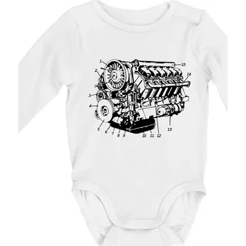 Motor T930 - 3 - Body kojenecké s dlouhým rukávem - Dlouhý r. 3-6 měs ( Bílá )