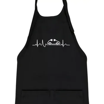 Kuchyňská zástěra EKG elektromobilita - Dětská zástěra na vaření - Univerzální velikost ( Černá )