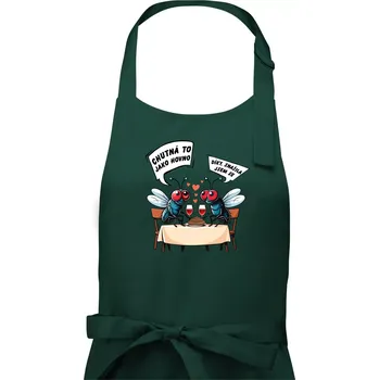 Kuchyňská zástěra Mouchy večeře - Pánská zástěra na vaření - Univerzální velikost ( Lahvově zelená )