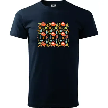 Folklor - devět lišek - Triko extra velké (5-8XL) - 7XL ( Námořní modrá (velmi tmavá - téměř černá) )