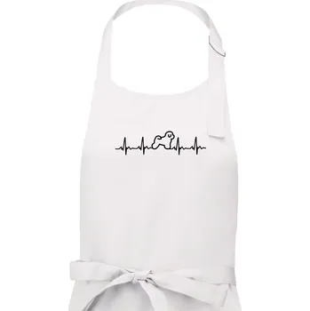 Kuchyňská zástěra Bišonek ekg - Dámská zástěra na vaření - Univerzální velikost ( Bílá )
