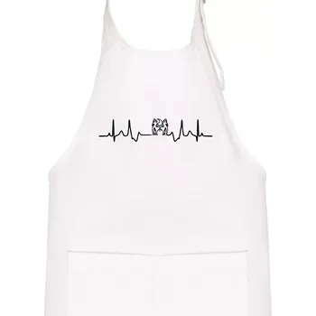 Kuchyňská zástěra Shih-tzu ekg hlava - Dětská zástěra na vaření - Univerzální velikost ( Bílá )