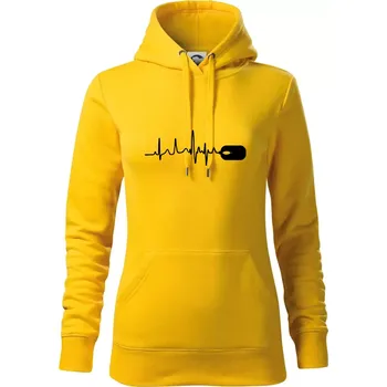 Dámská mikina EKG myš - Mikina dámská Cape s kapucí - S ( Žlutá )