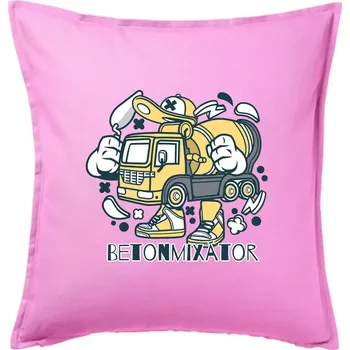 Polštář Betonmixátor - Polštář 50x50 - 50x50 - Pouze potah ( Růžová )