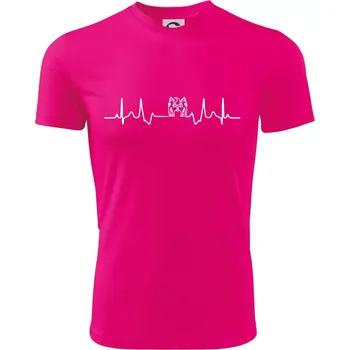 Chlapecké tričko Shih-tzu ekg hlava - Dětské triko sportovní (dresovina) - 122 cm/6 let ( Neon Pink )