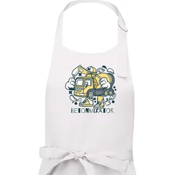 Kuchyňská zástěra Betonmixátor - Dámská zástěra na vaření - Univerzální velikost ( Bílá )