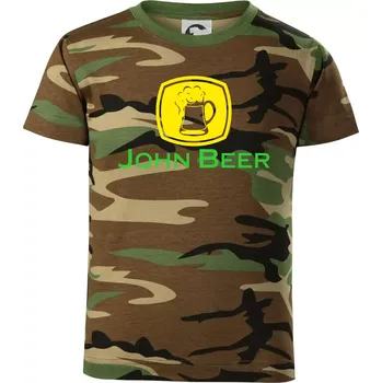 John Beer - Pivo - Dětské maskáčové triko - 146 cm/10 let ( Hnědý maskáč )