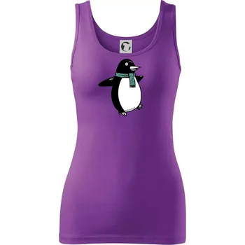 Dámské tričko Tučňák se zelenou šálou - Dámské tílko - XL ( Fialová )