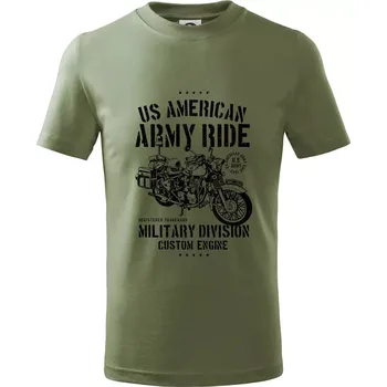 Dětská móda Army Ride Motorcycle - Tričko dětské bavlněné - 134 cm/8 let ( Khaki )