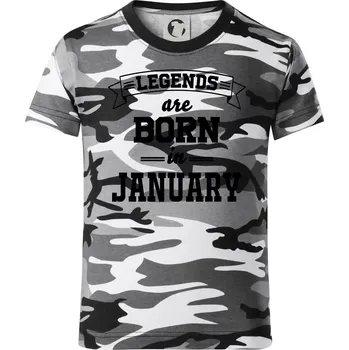Chlapecké tričko Legends are born in January - Dětské maskáčové triko - 146 cm/10 let ( Šedý maskáč )