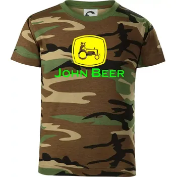 Chlapecké tričko John Beer traktor - Dětské maskáčové triko - 134 cm/8 let ( Hnědý maskáč )
