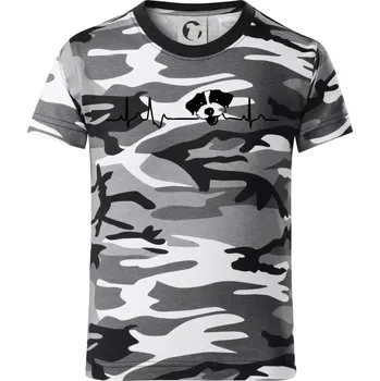 Chlapecké tričko Jack Russell Terriér hrubosrstý Ekg - Dětské maskáčové triko - 134 cm/8 let ( Šedý maskáč )