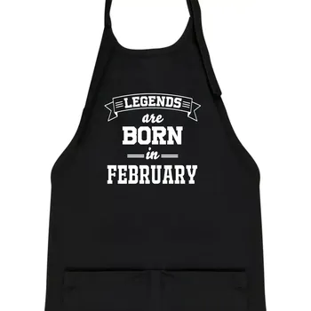 Kuchyňská zástěra Legends are born in February - Dětská zástěra na vaření - Univerzální velikost ( Černá )
