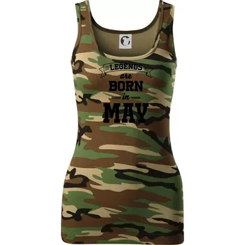 Dámské tričko Legends are born in May - Dámské Maskáčové tílko - S ( Hnědý maskáč )