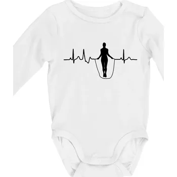 EKG švihadlo - Body kojenecké s dlouhým rukávem - Dlouhý r. 6-12 měs ( Bílá )