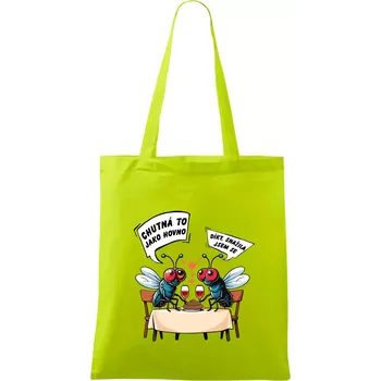 Mouchy večeře - Taška bavlněná - 42 x 38 cm ( Limetková )