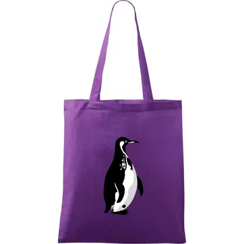 Tučňák černobílý z boku - Taška bavlněná - 42 x 38 cm ( Fialová )