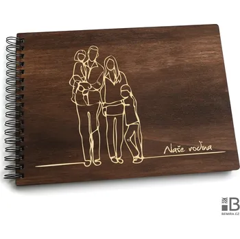 Fotoalbum Dřevěné kroužkové fotoalbum - Naše rodina DK Mahagon Bílý papír 20 listů