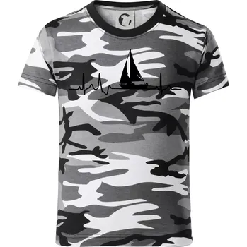 Chlapecké tričko EKG plachetnice - Dětské maskáčové triko - 104-110cm / 3-4 roky ( Šedý maskáč )