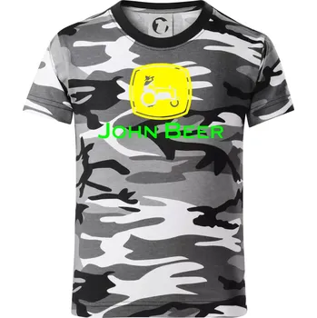 Chlapecké tričko John Beer traktor - Dětské maskáčové triko - 122 cm/6 let ( Šedý maskáč )