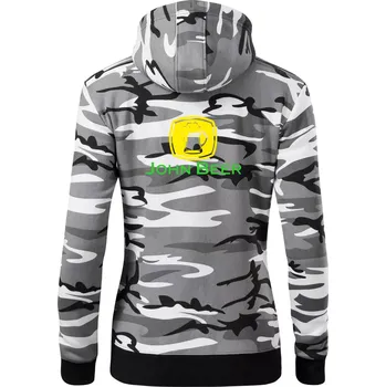 Dámská mikina John Beer - Pivo - Dámská mikina trendy zipper s kapucí - XS ( Šedý maskáč )