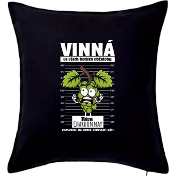 Polštář Vinná réva odsouzena Chardonnay - Polštář 50x50 - 50x50 - Pouze potah ( Černá )