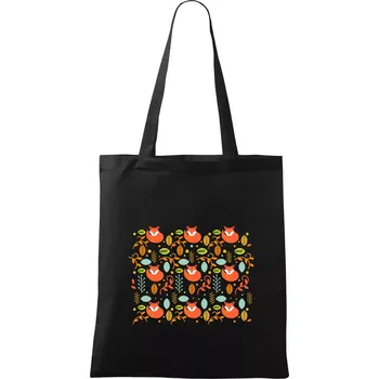 Nákupní taška Folklor - devět lišek - Taška bavlněná - 42 x 38 cm ( Černá )