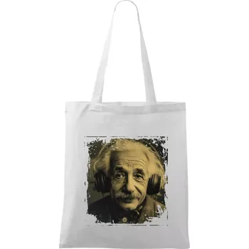 Albert se sluchátky - Taška bavlněná - 42 x 38 cm ( Bílá )