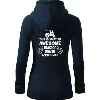 Dámská mikina Užasný řidič je zde! - Dámská mikina trendy zipper s kapucí - S ( Námořní modrá (velmi tmavá - téměř černá) )