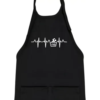 Kuchyňská zástěra Otužilec EKG 10 - Dětská zástěra na vaření - Univerzální velikost ( Černá )