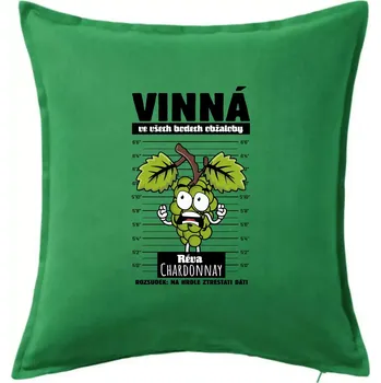 Polštář Vinná réva odsouzena Chardonnay - Polštář 50x50 - 50x50 - Pouze potah ( Středně zelená )