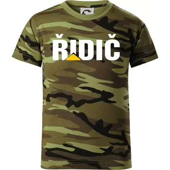 Řidič nápis - Dětské maskáčové triko - 104-110cm / 3-4 roky ( Zelený maskáč )