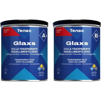Průmyslové lepidlo Tenax Glaxs Original A+B – epoxidové lepidlo bez žloutnutí pro světlé kameny a keramiku 1,45L