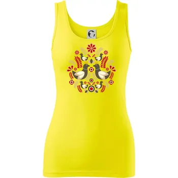 Dámské tričko Folklór - hnědí ptáčci - Dámské tílko - XL ( Citrónová )