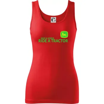 Dámské tričko Save horse, ride tractor - Dámské tílko - S ( Červená )