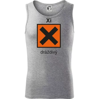 Xi Dráždivý - Výstražná tabulka na tričku - Tílko pánské Core - 2XL ( Tmavě šedý melír )