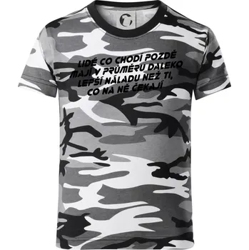 Chlapecké tričko Lidé co chodí pozdě - Dětské maskáčové triko - 146 cm/10 let ( Šedý maskáč )