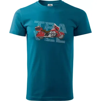 Pánské tričko Cestovní motorka Amerika červená - Klasické pánské triko vyšší gramáže - L ( Petrolejová )