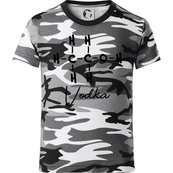 Chlapecké tričko Barová chemie - vodka - Dětské maskáčové triko - 134 cm/8 let ( Šedý maskáč )