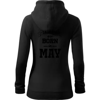 Dámská mikina Legends are born in May - Dámská mikina trendy zipper s kapucí - L ( Černá )