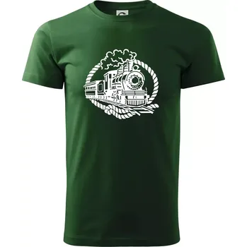 Pánské tričko Lokomotiva lano - Triko extra velké (5-8XL) - 7XL ( Lahvově zelená )
