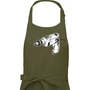 Kuchyňská zástěra Vrtačka kreslená - Pánská zástěra na vaření - Univerzální velikost ( Khaki )