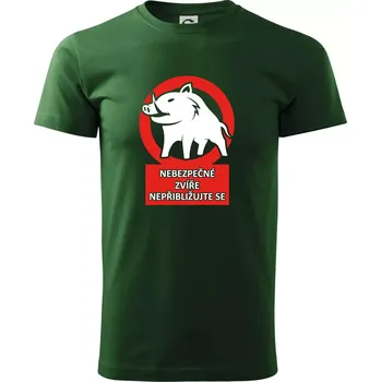 Pánské tričko Nebezpečné zvíře - Triko extra velké (5-8XL) - 8XL ( Lahvově zelená )