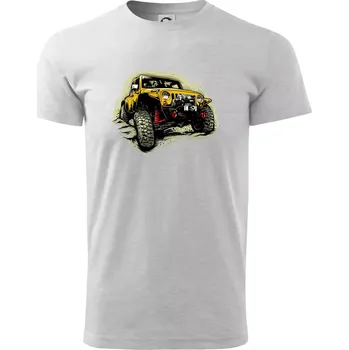 Žlutý offroad s navijákem - Triko extra velké (5-8XL) - 6XL ( Světlešedý Melír )