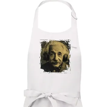 Kuchyňská zástěra Albert se sluchátky - Dámská zástěra na vaření - Univerzální velikost ( Bílá )