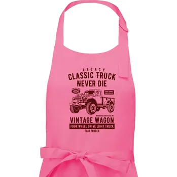 Kuchyňská zástěra Classic Truck - Dámská zástěra na vaření - Univerzální velikost ( Růžová )